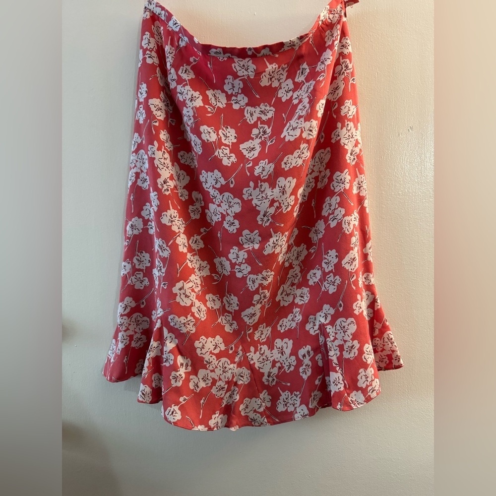 Y2K 90s Charter Club Silk Skirt Red Floral Midi Boho Fairy 10 knee length